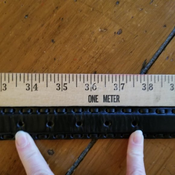 Stone Mountain Black Italian Leather Eurometal Silver Engraved Buckle, Size 36 - Picture 11 of 15